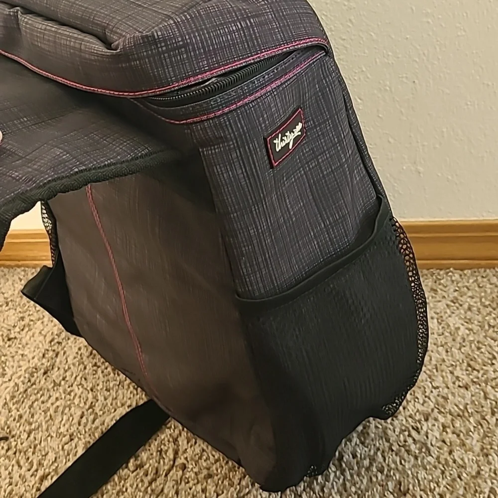 Thirty-One Gray Sling Organizing Backpack with Pink Accents For Camera Etc.